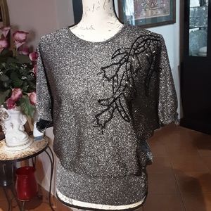 Vintage Gray Metalic Blouse Spandex